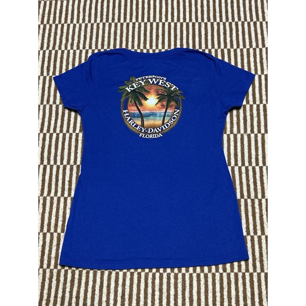 Harley-Davidson Blue Biker shirt Women's Size Large Key West Florida Motorcycle